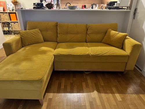 Canapé angle jaune - d'angle, 225cm