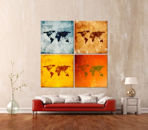 Carte monde pop art toile - du,